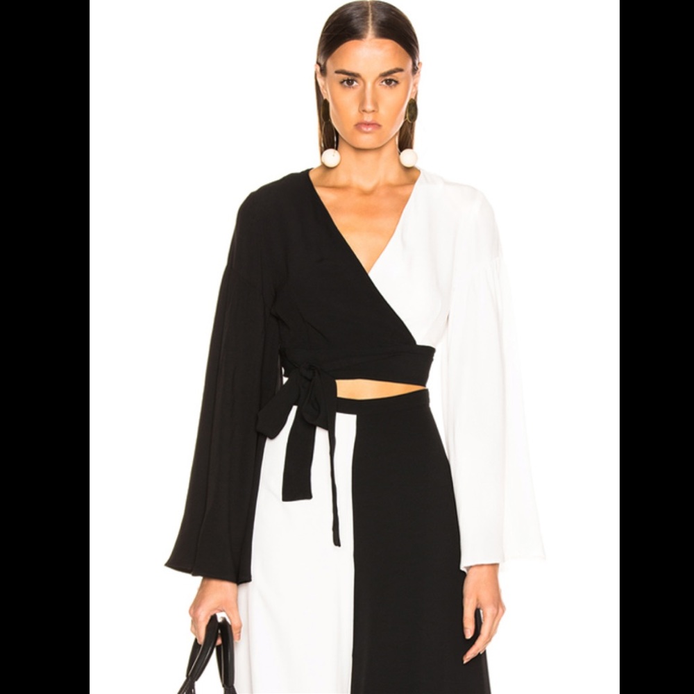 STAUD black and white wrap top